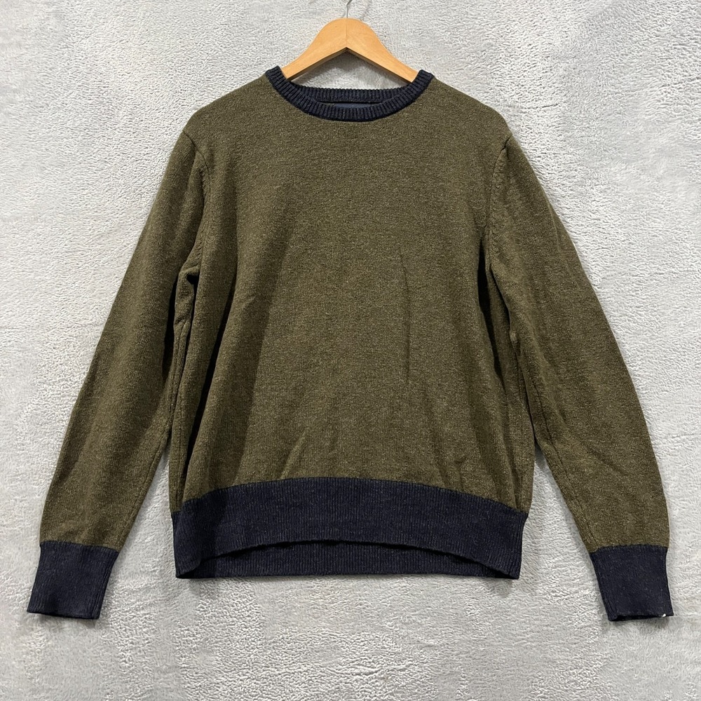 J Crew Jeans Men's Large Green Crewneck Sweater Wool Pullover Office Career